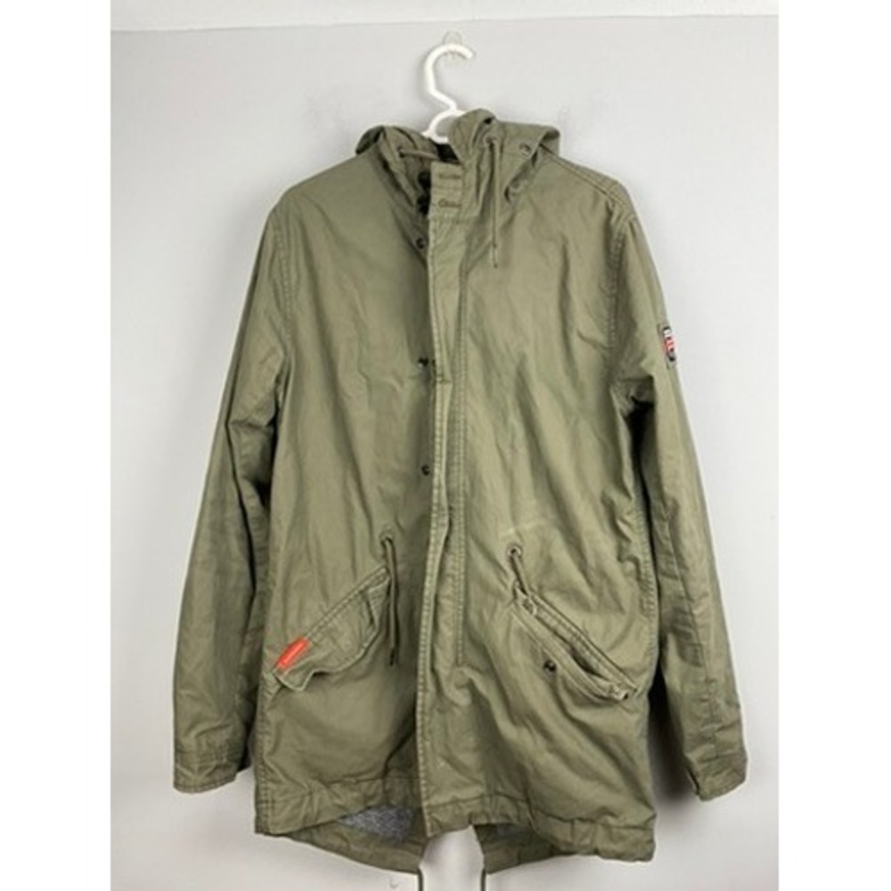 Superdry International Military Parka Jacket Khaki Green Men's Size M